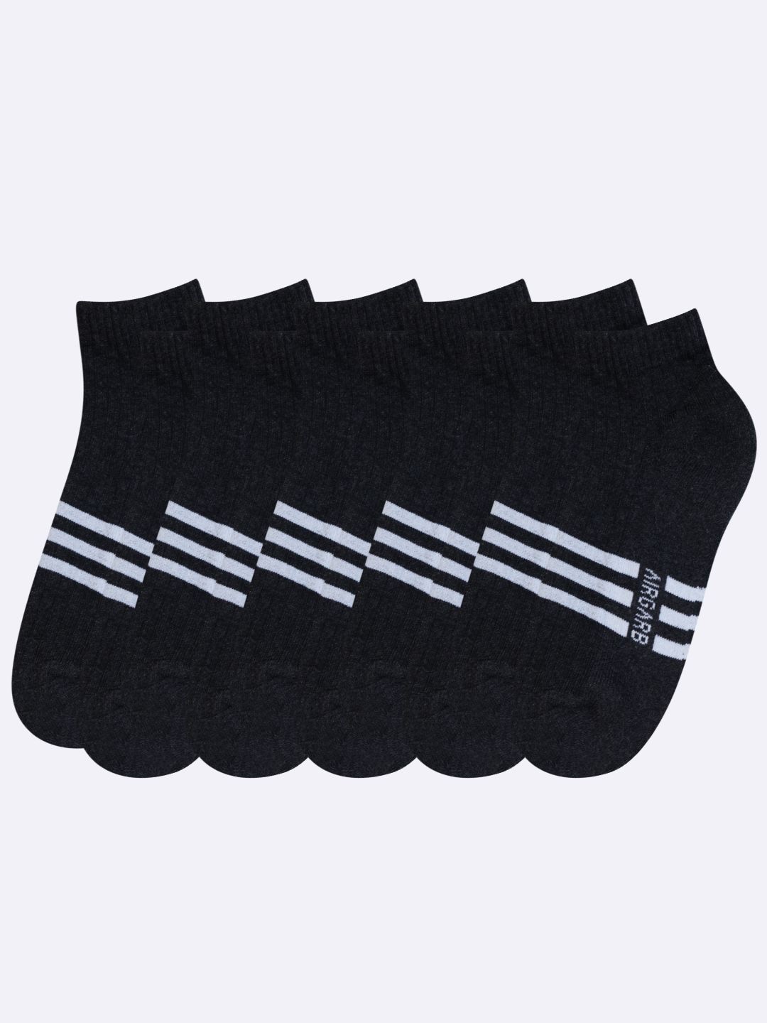 

AIR GARB Pack Of 5 Unisex Striped Ankle-Length Socks, Black