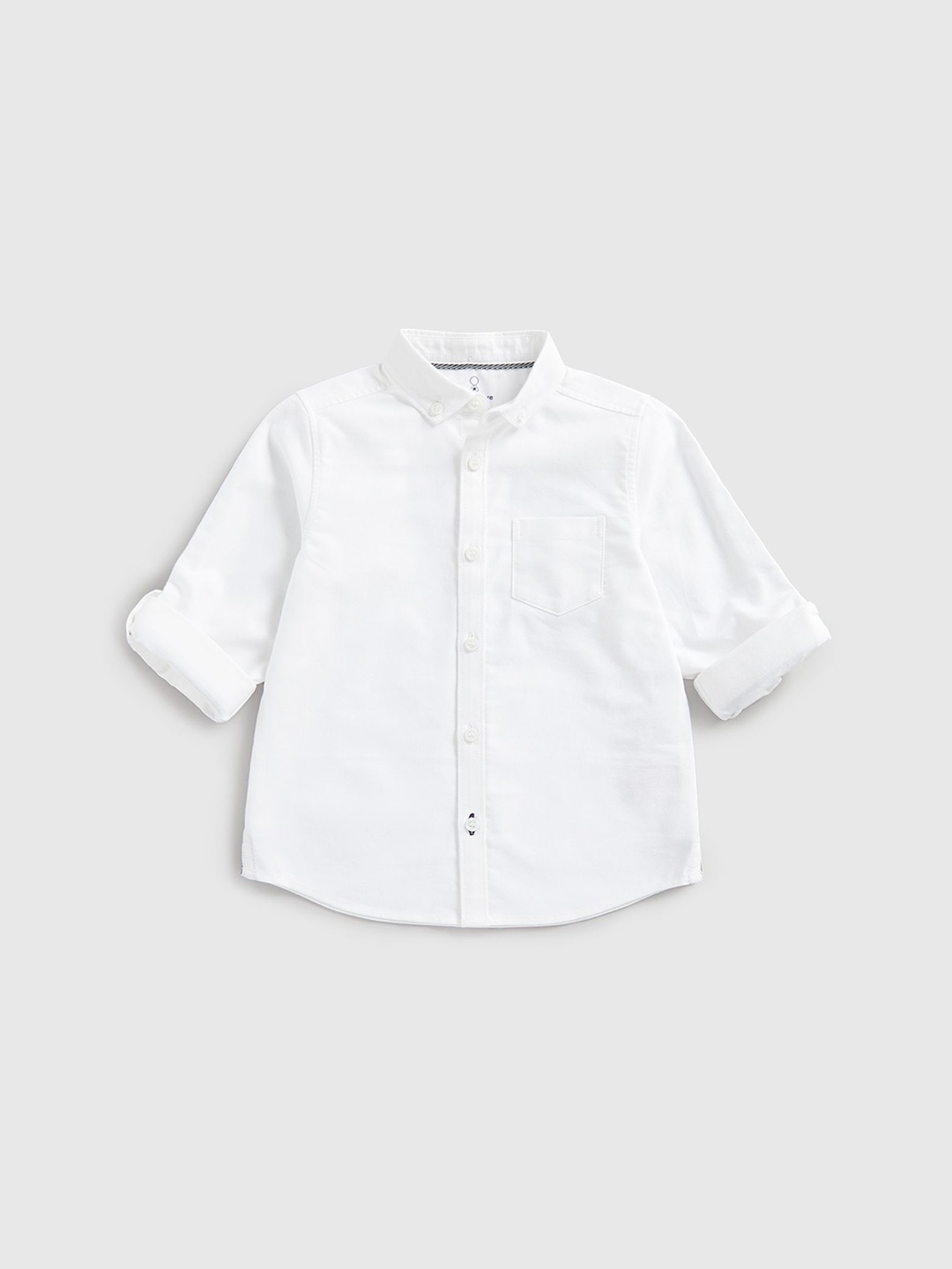 

mothercare Boys Button-Down Collar Solid Cotton Casual Shirt, White