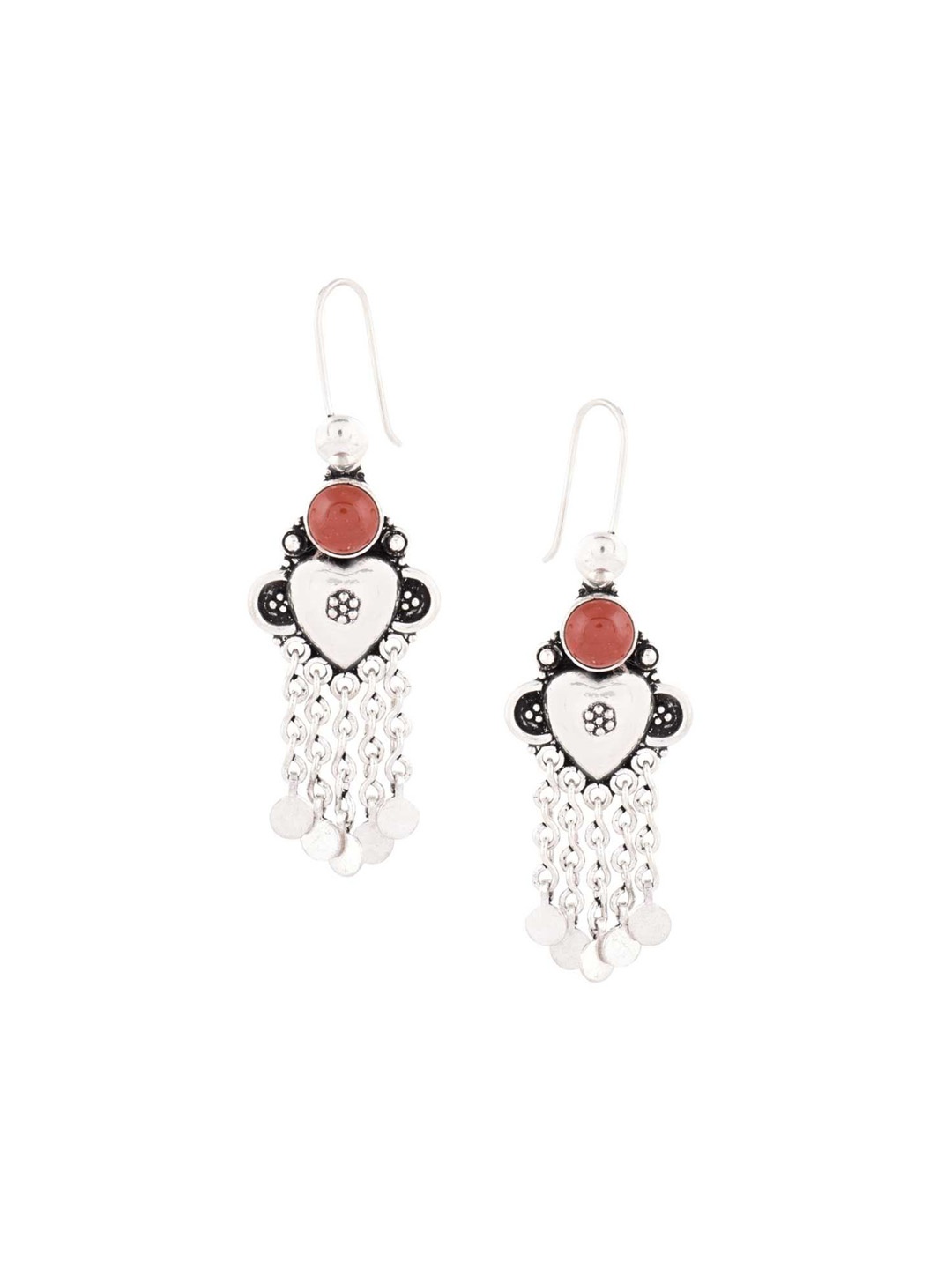 

Indianshelf 92.5 Sterling Silver Stones Studded Contemporary Tasselled Drop Earrings