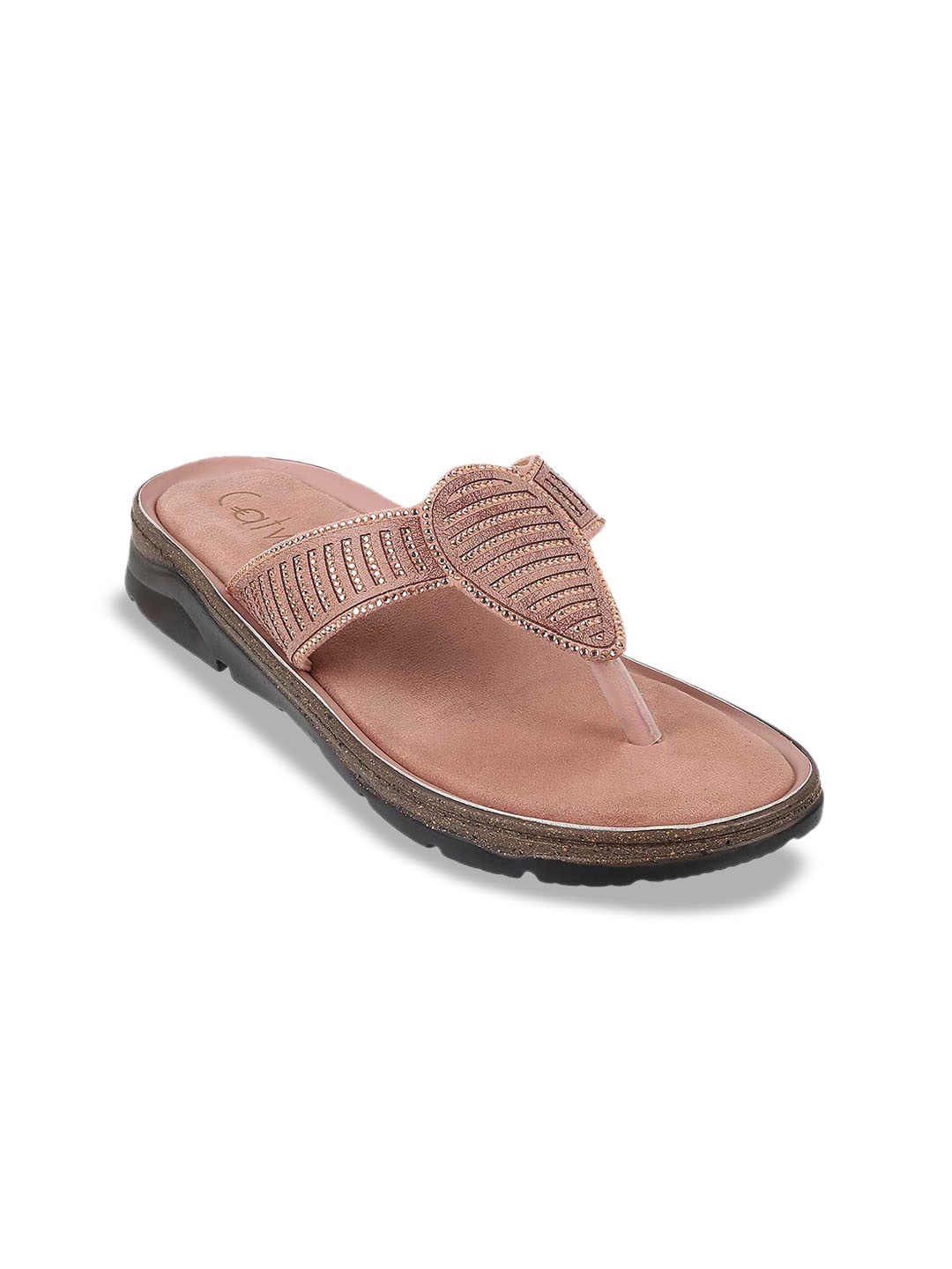 

Catwalk Women Solid Embellished T-Strap Flats, Nude
