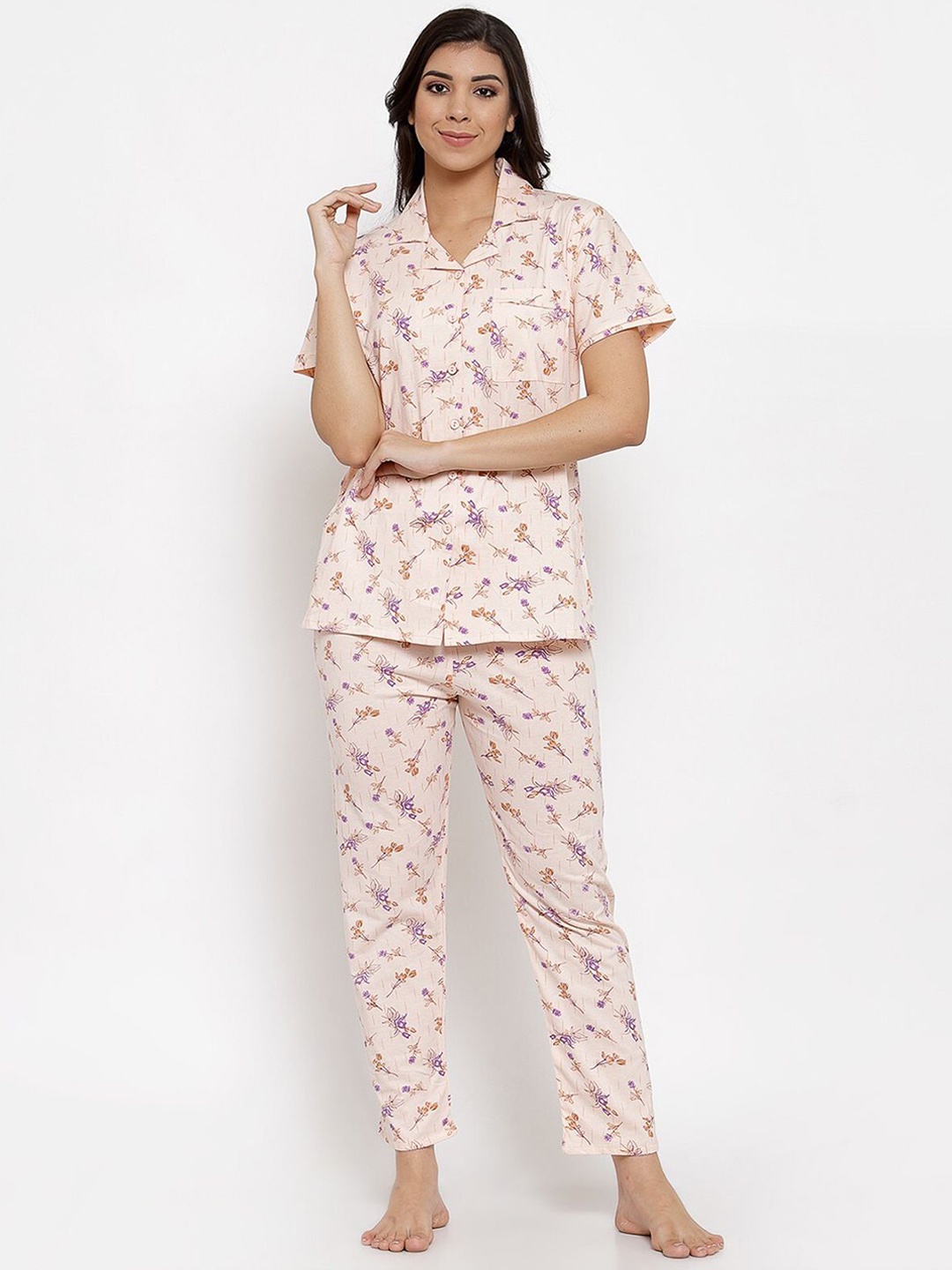 

SHYAM SONS FLAIR Women Floral Printed Night suit, Pink