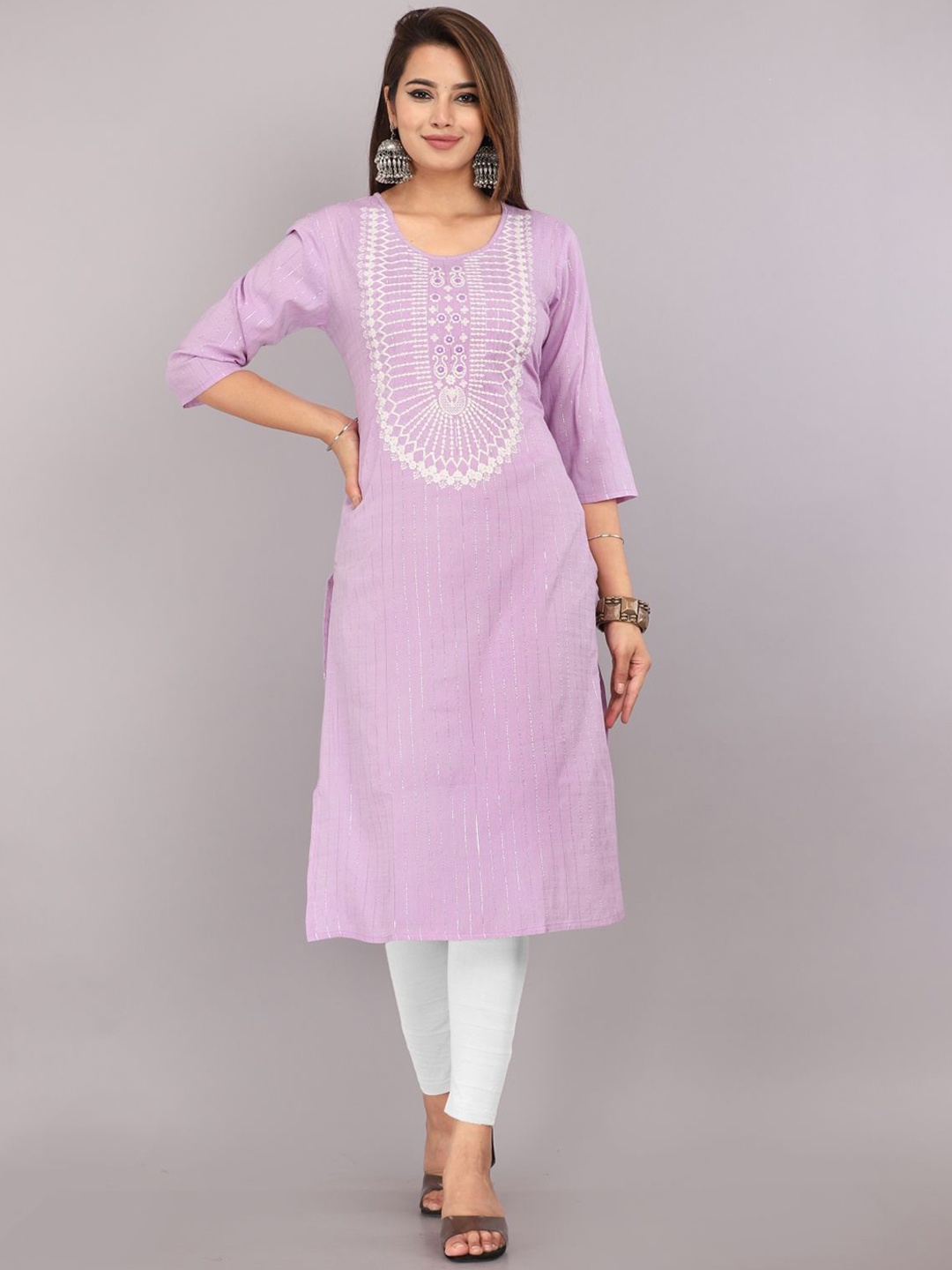 

Mehsoos Embroidered Thread Work Straight Kurta, Purple