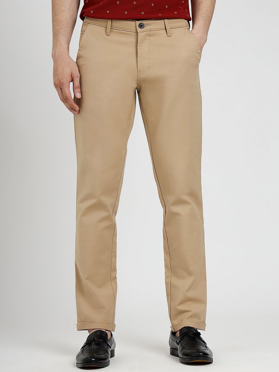

Greenfibre Men Slim Fit Trousers, Beige