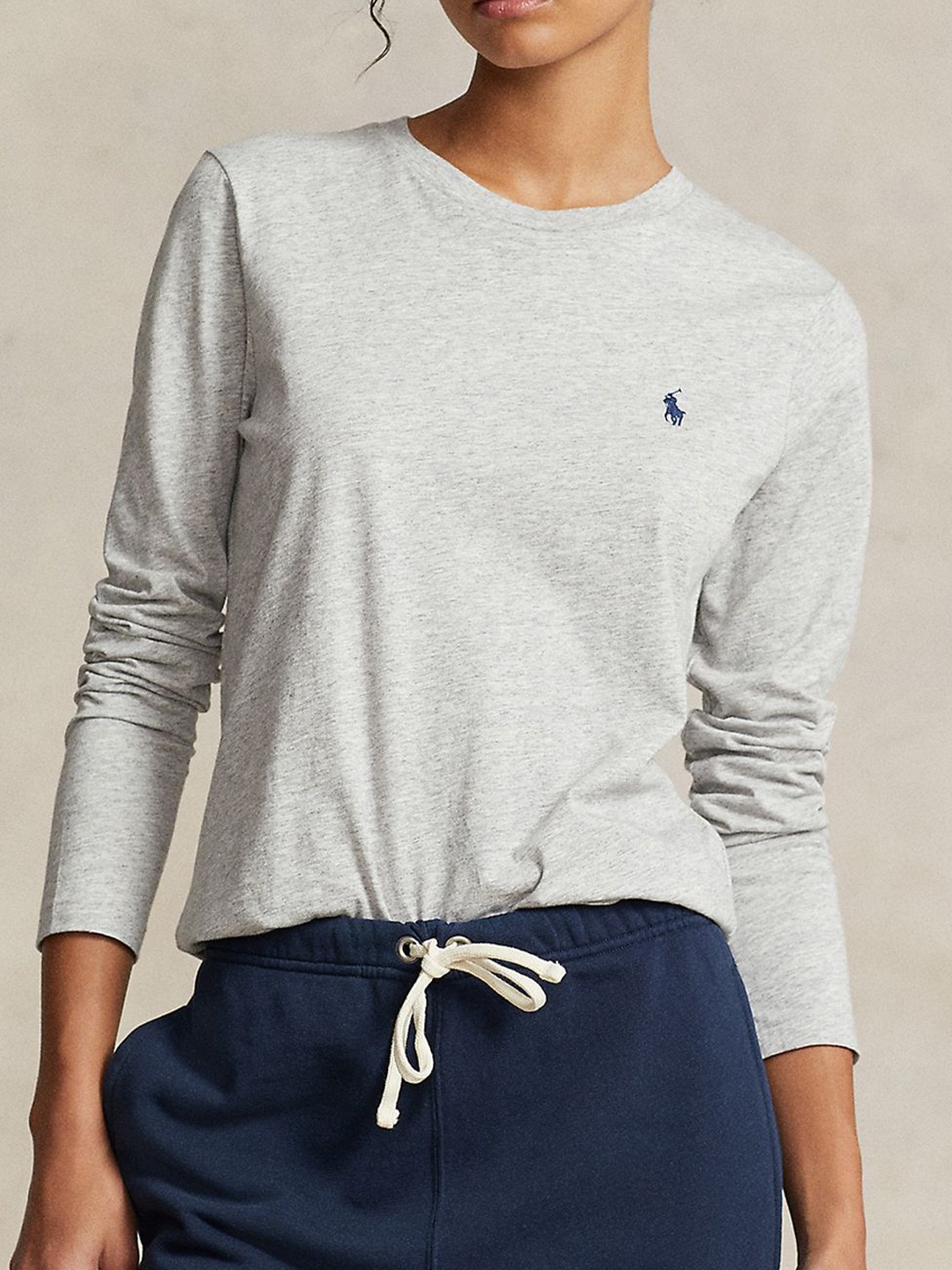 

Polo Ralph Lauren Women Slim Fit Long-Sleeve Cotton Tshirt, Grey