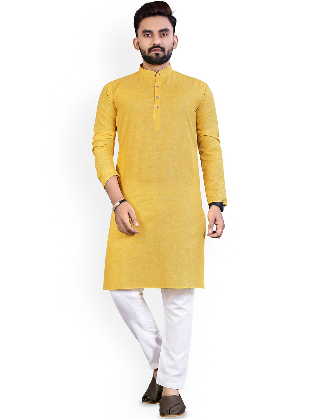 

CHARLOTTE GRACIOUS Mandarin Collar Straight Kurta, Yellow