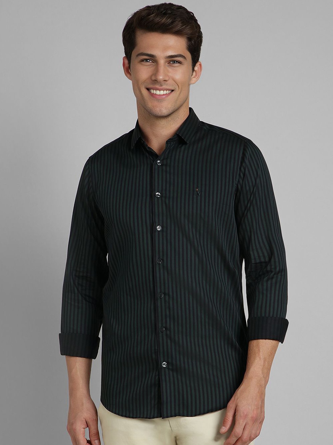 

SIMON CARTER LONDON Men Spread Collar Grid Tattersall Checked Cotton Slim Fit Casual Shirt, Green