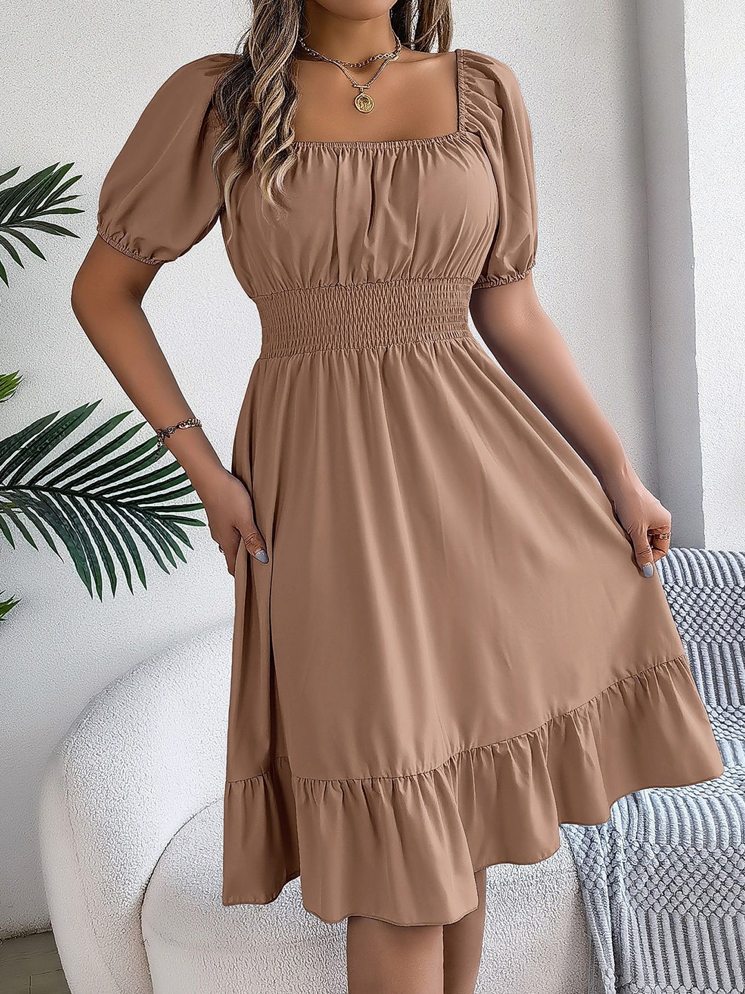 

HERE&NOW Fit & Flare Dress, Khaki