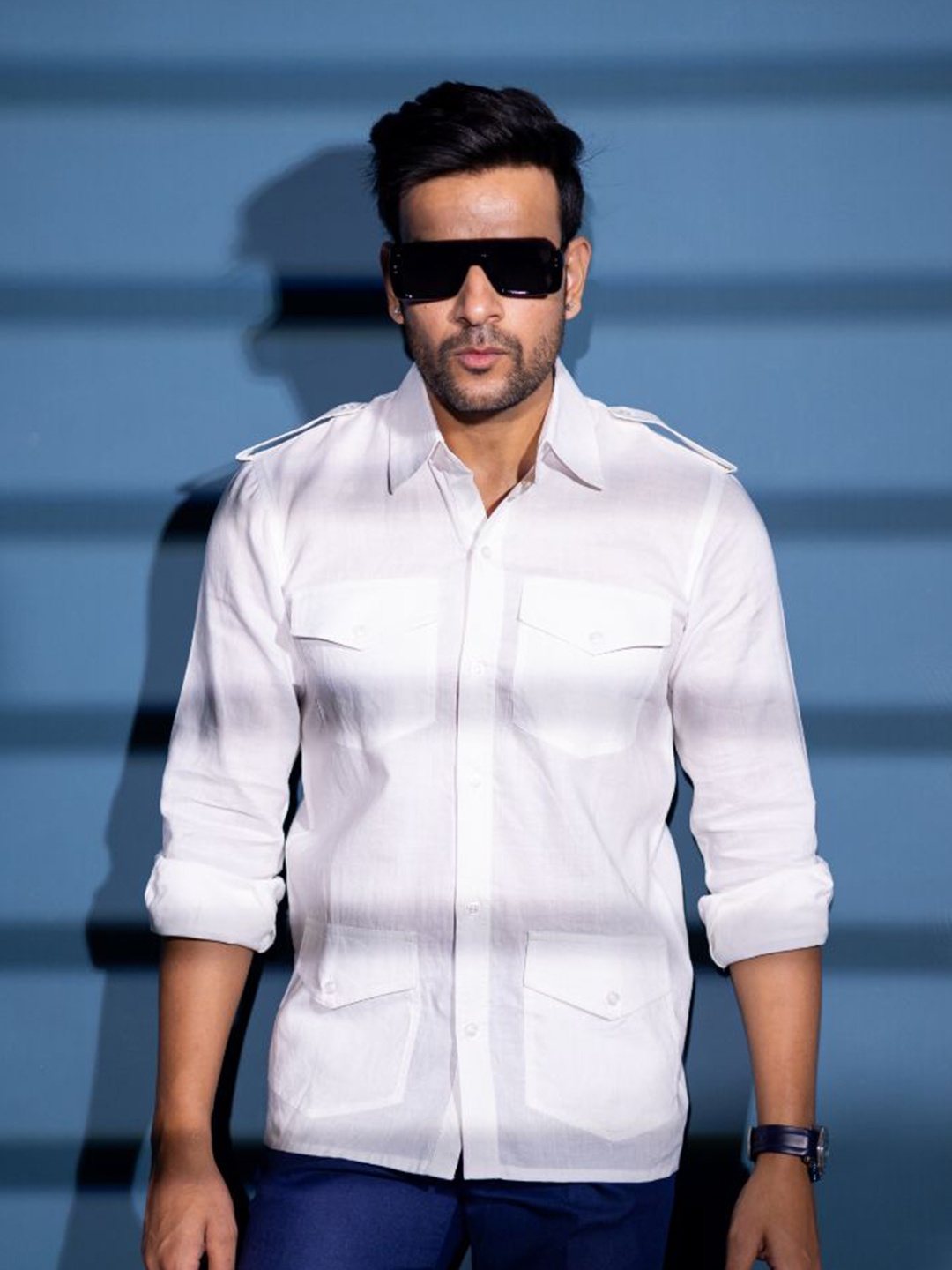 

INAAYA JAIPUR Men Classic Spread Collar Solid Casual Shirt, White