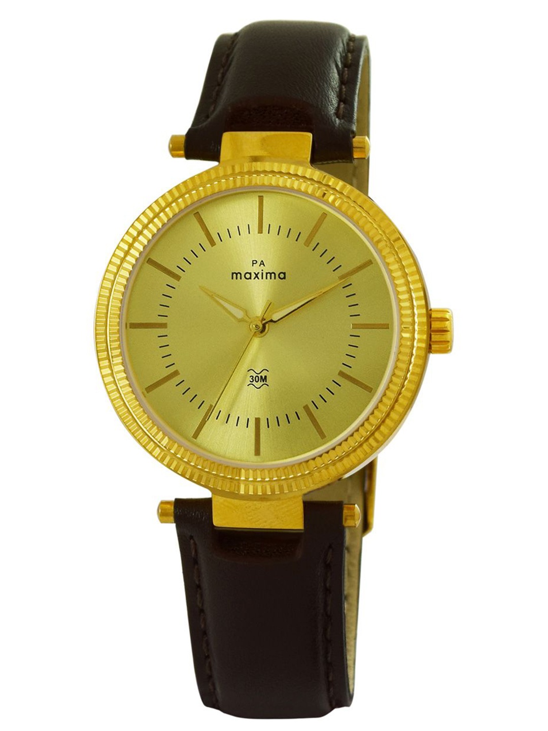 

maxima Women Dial & Leather Straps Analogue Watch 61980LMLY, Gold