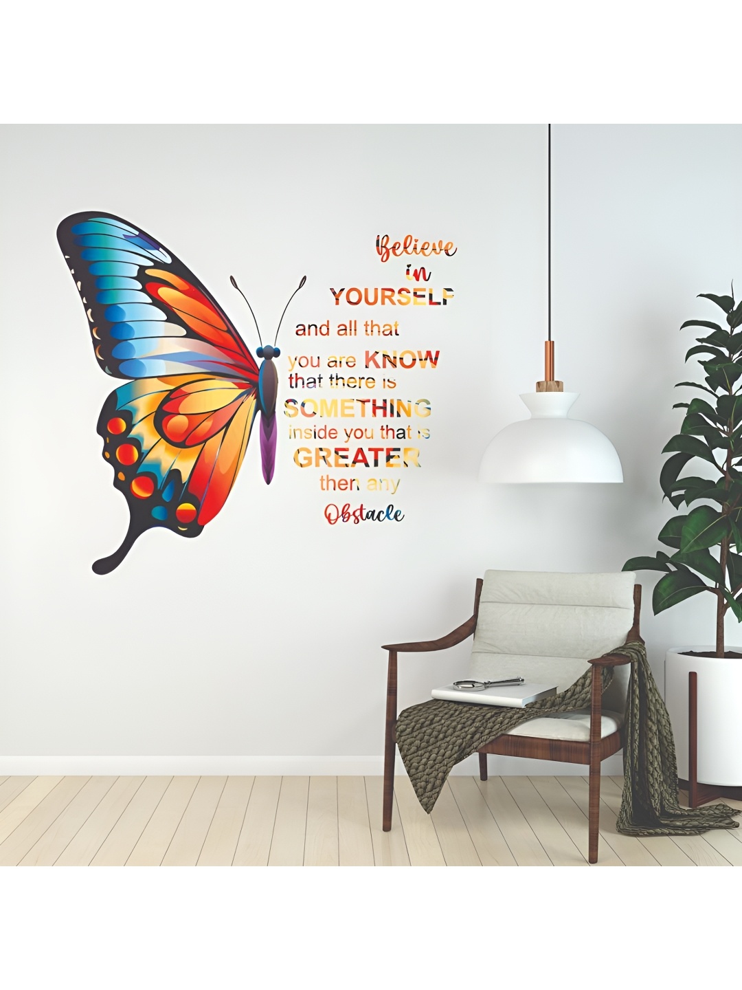 

CVANU Blue & Orange-Colored Printed Self-Adhesive Wall Sticker