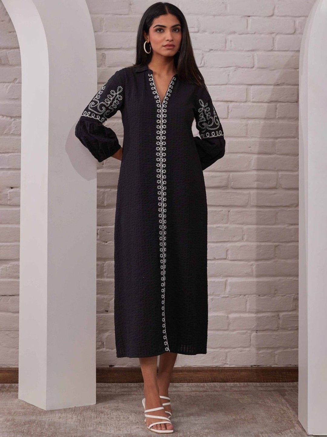 

AUTUMN LANE Women Embroidered Ethnic Dresses, Black