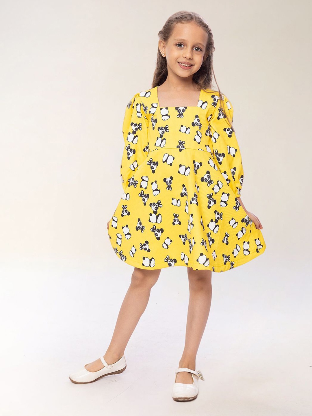 

BAESD Panda Paradise Shift A-Line Dress, Yellow