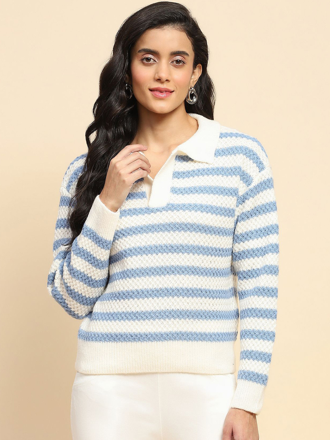 

Global Republic Women Striped Pullover, Blue