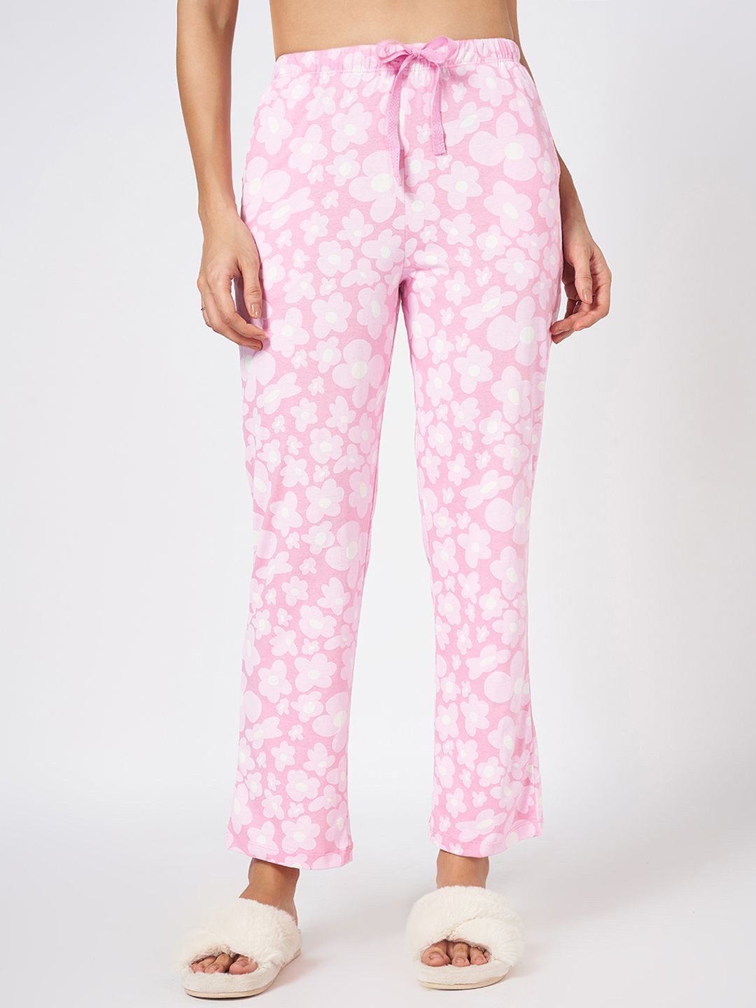 

Dreamz by Pantaloons Printed Pure Cotton Lounge Pants, Pink