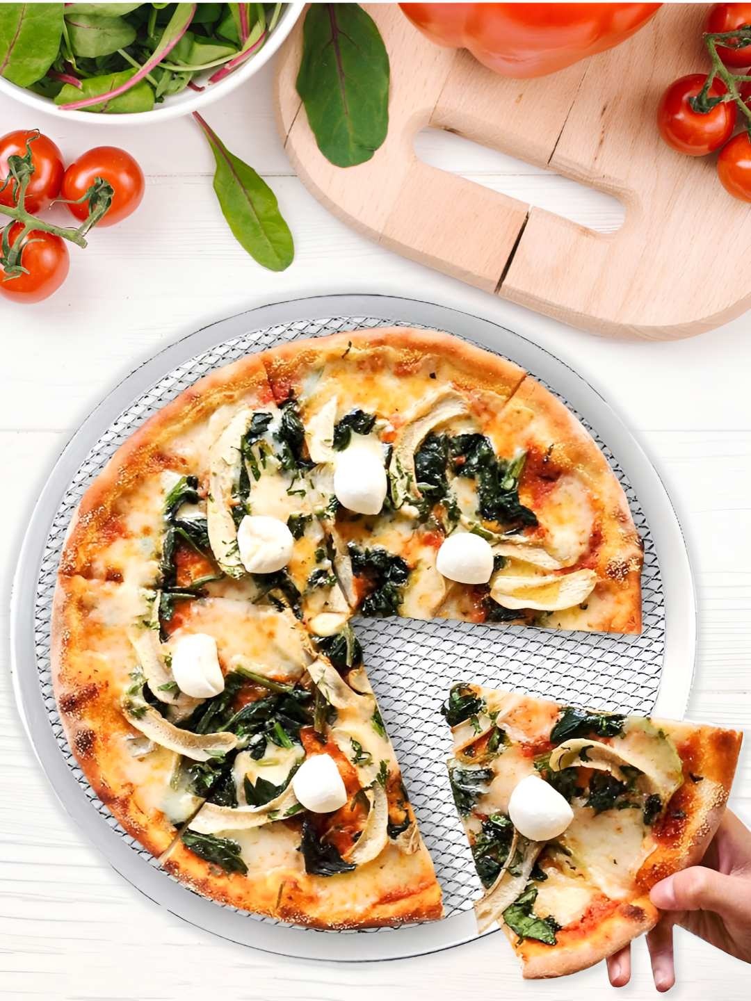 

HAZEL Silver-Coloured Round Baking Screen Pizza Mesh Tray