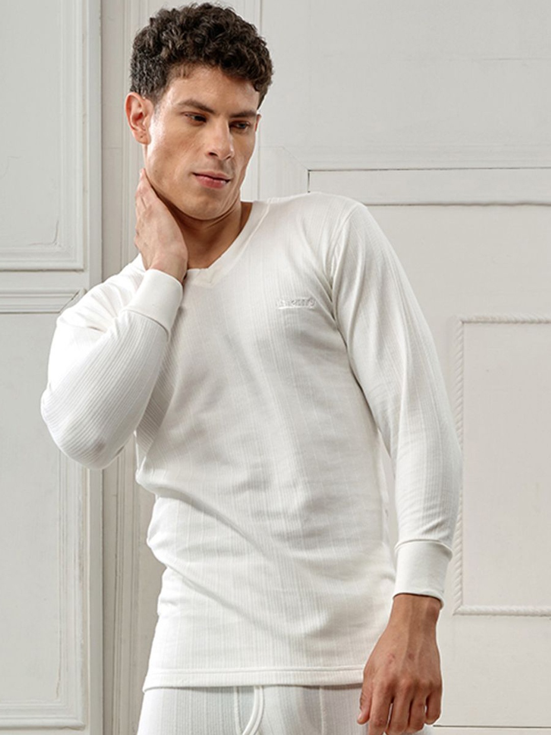 

INFERNO Pack of 2 Men V-Neck Thermal Top, White