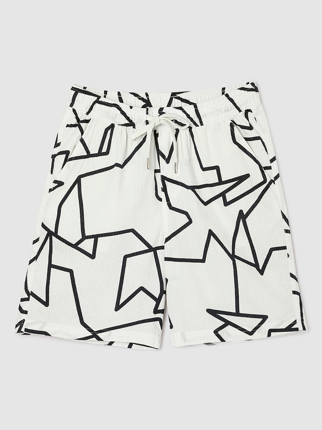 

max Boys Geometric Printed Regular Fit Shorts, White