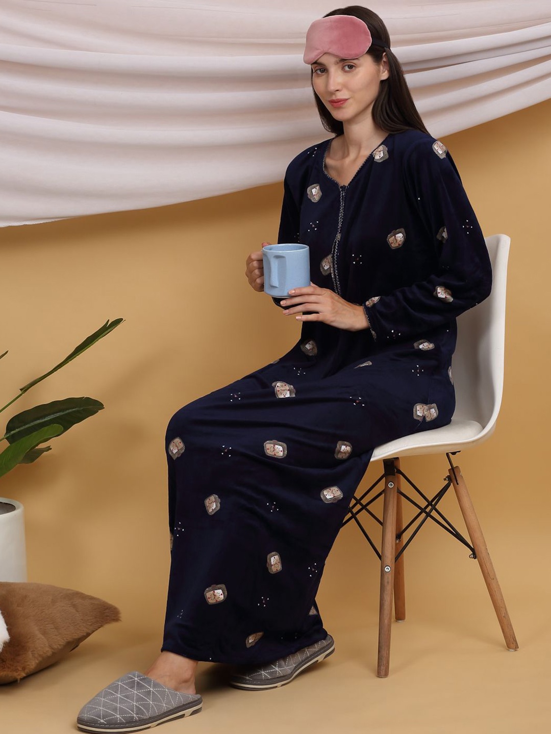 

Sweet Dreams Printed Maxi Nightdress, Navy blue