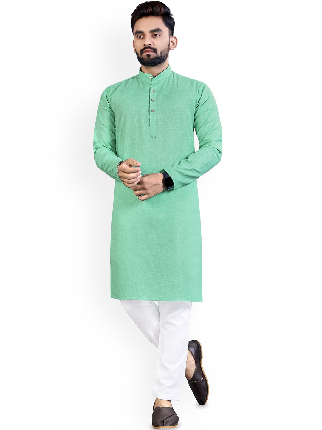 

CHARLOTTE GRACIOUS Mandarin Collar Straight Kurta, Turquoise blue