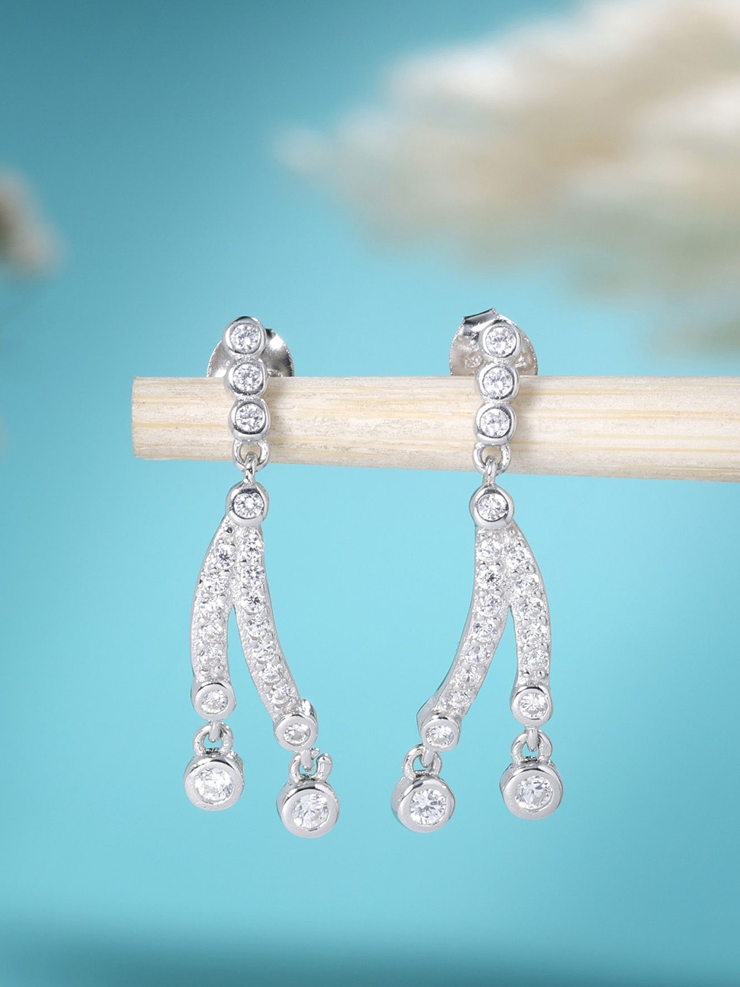 

DEESSA 925 Sterling Silver Rhodium-Plated Contemporary Antique Drop Earrings