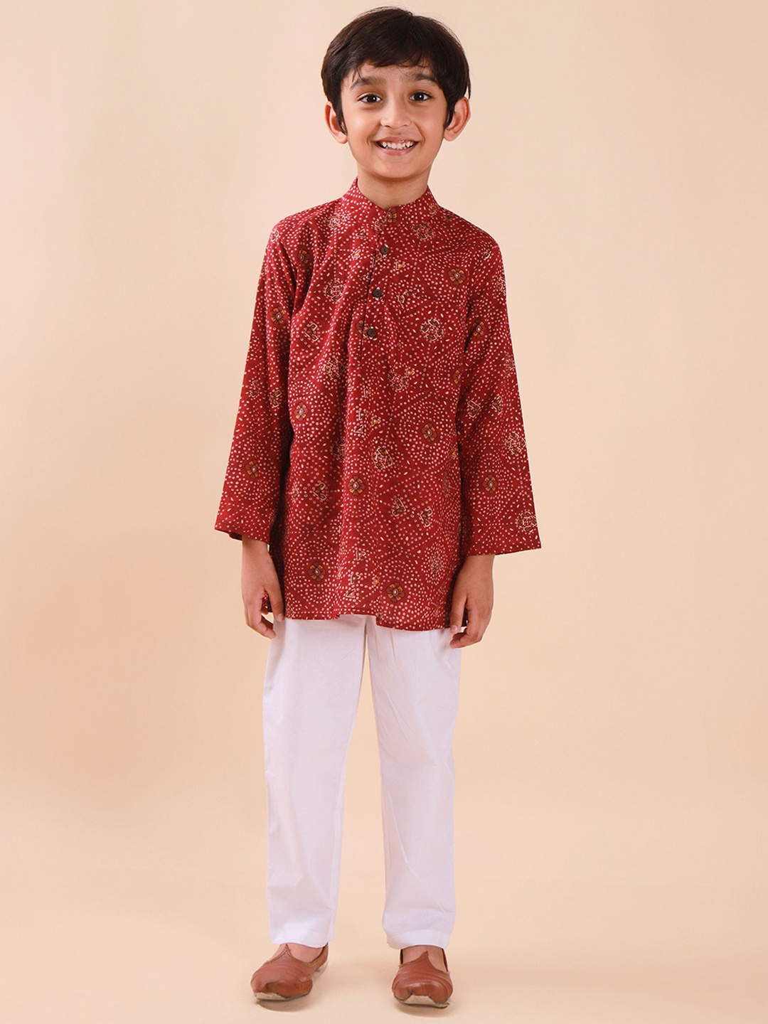 

Sangria Printed Pure Cotton Straight Kurta Sets, Maroon