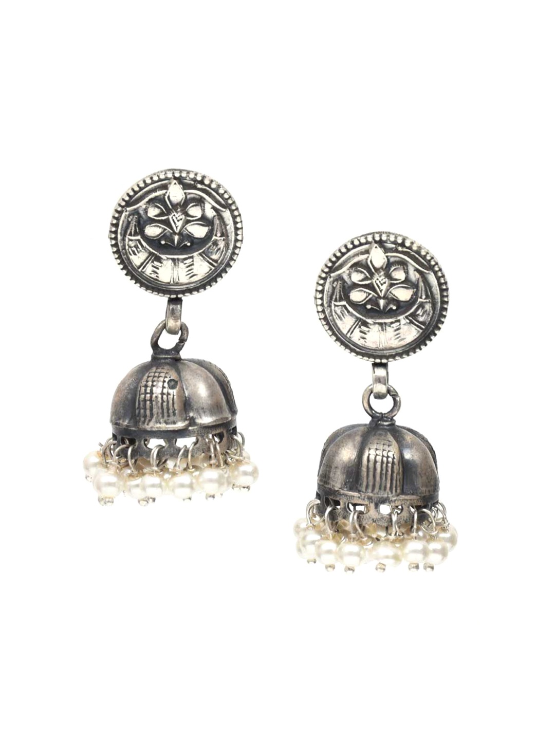 

Indianshelf 92.5 Sterling Silver Beaded Dome Shaped Jhumkas