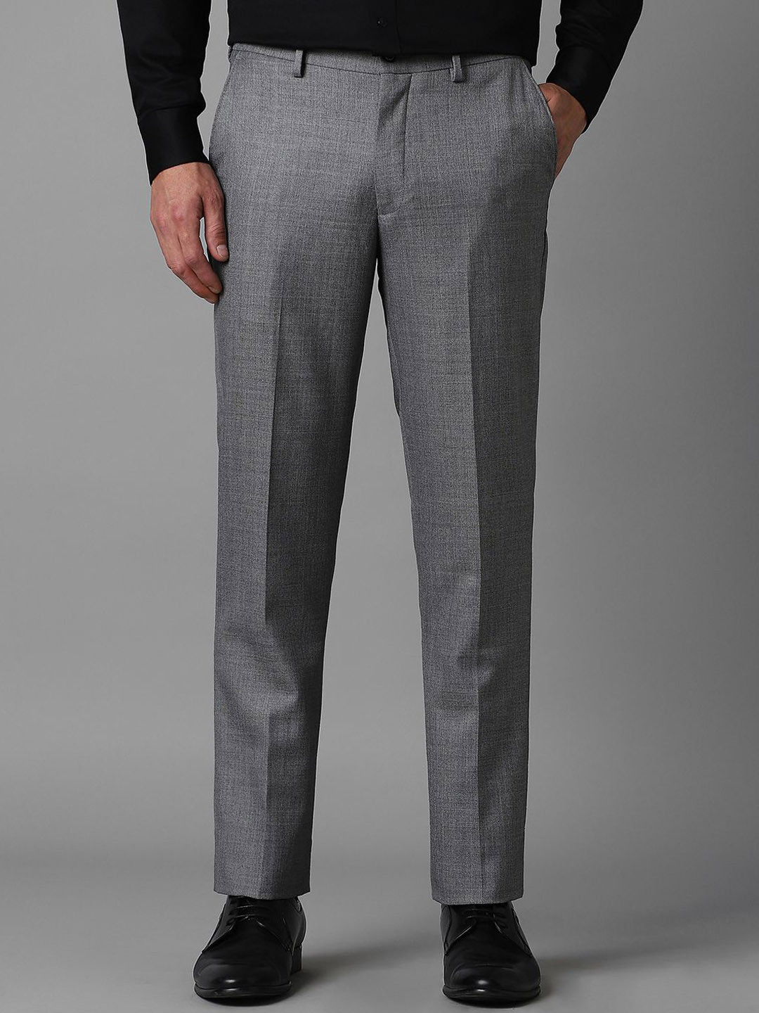 

Louis Philippe Men Textured Slim Fit Formal Trousers, Grey