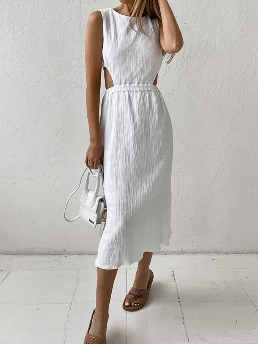 

KPOP Women Sheath Midi Dress, White