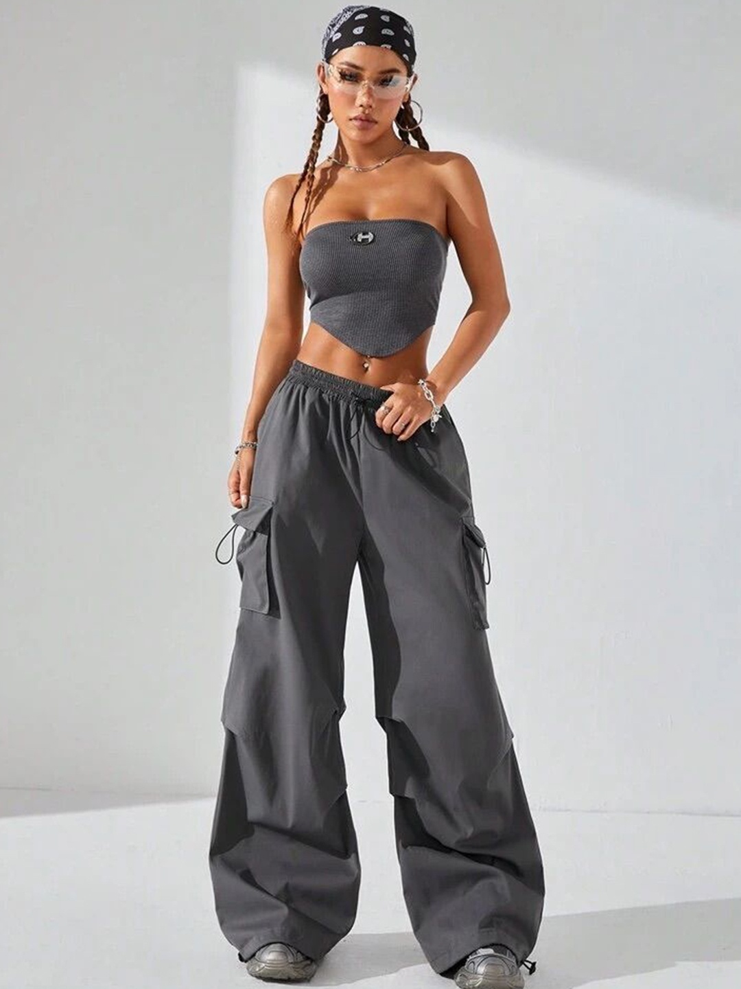 

TABADTOD Women Relaxed Loose Fit Trousers, Grey