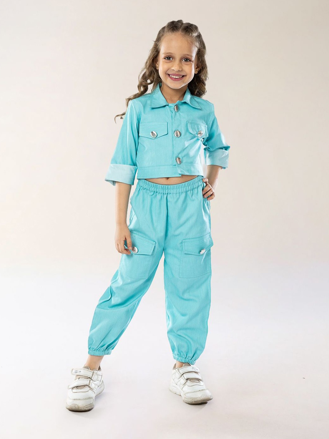 

BAESD Girls Pure Cotton Shirt With Joggers, Green