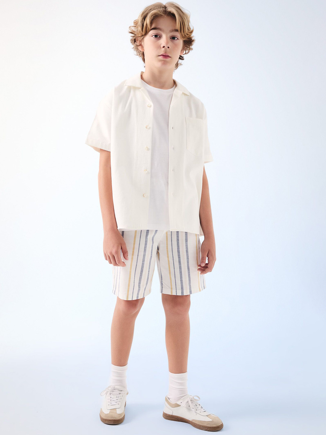 

DeFacto Boys Striped Cotton Shorts, White