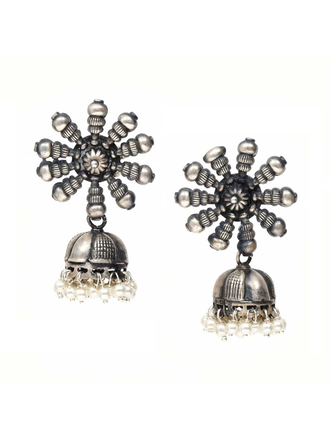 

Indianshelf 92.5 Sterling Silver Dome Shaped Jhumkas