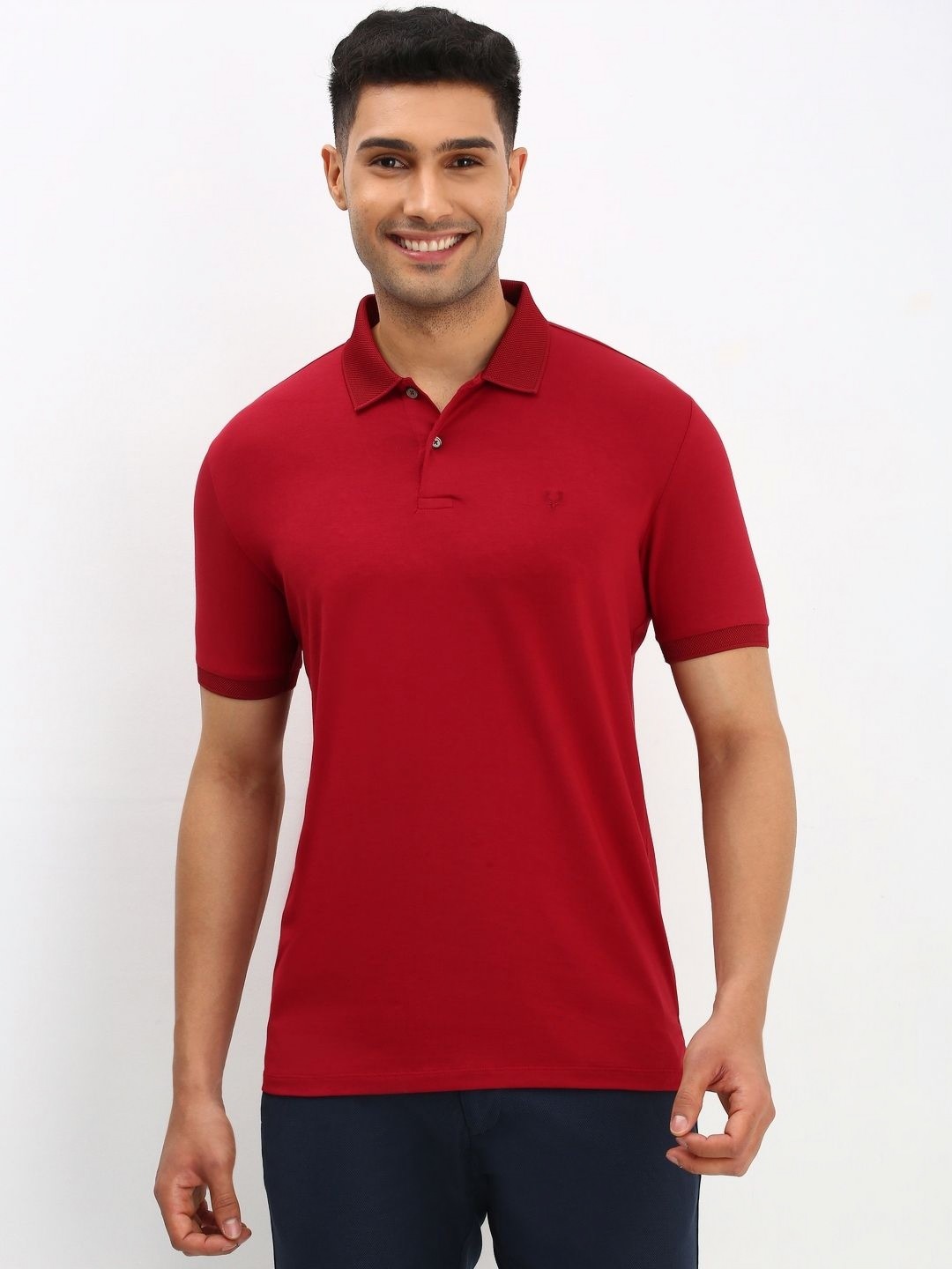 

Allen Solly Men Solid Polo Collar Cotton T-shirt, Red