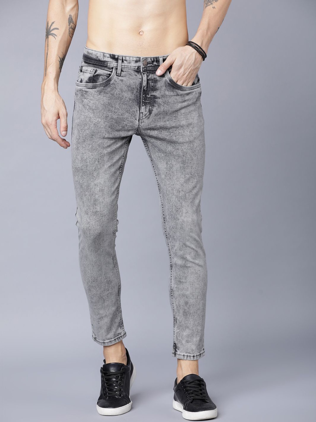 

LOCOMOTIVE Men Tapered Fit Stretchable Jeans, Grey