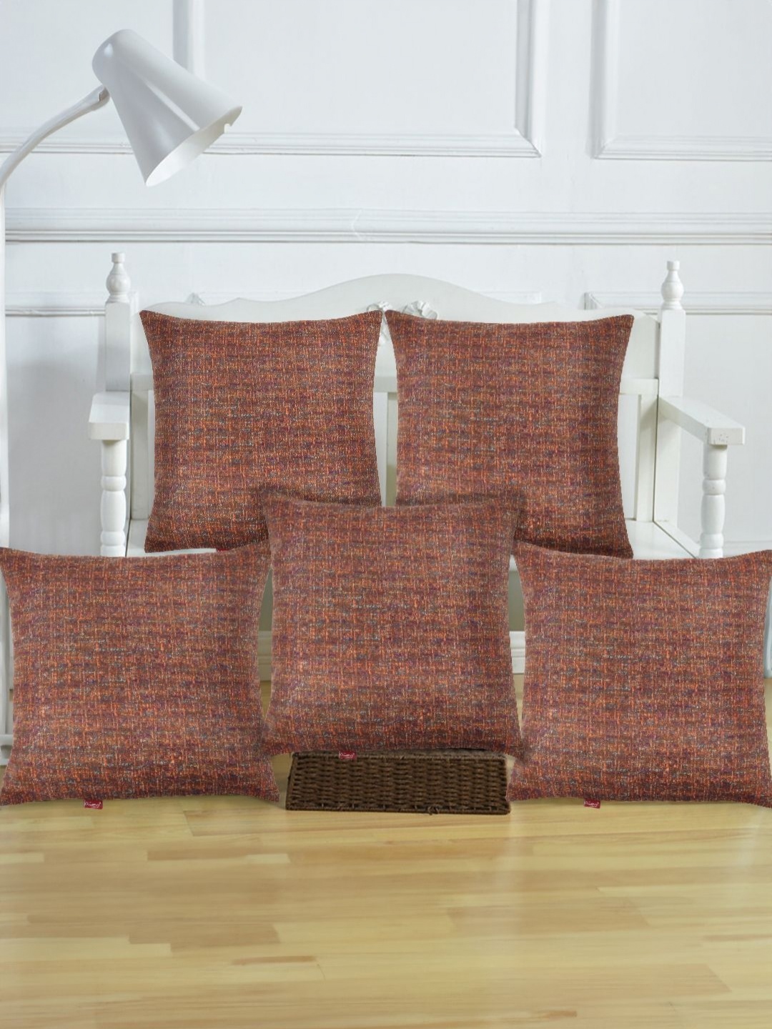

Tesmare Brown 5 Pieces Checked Square Cushion Covers
