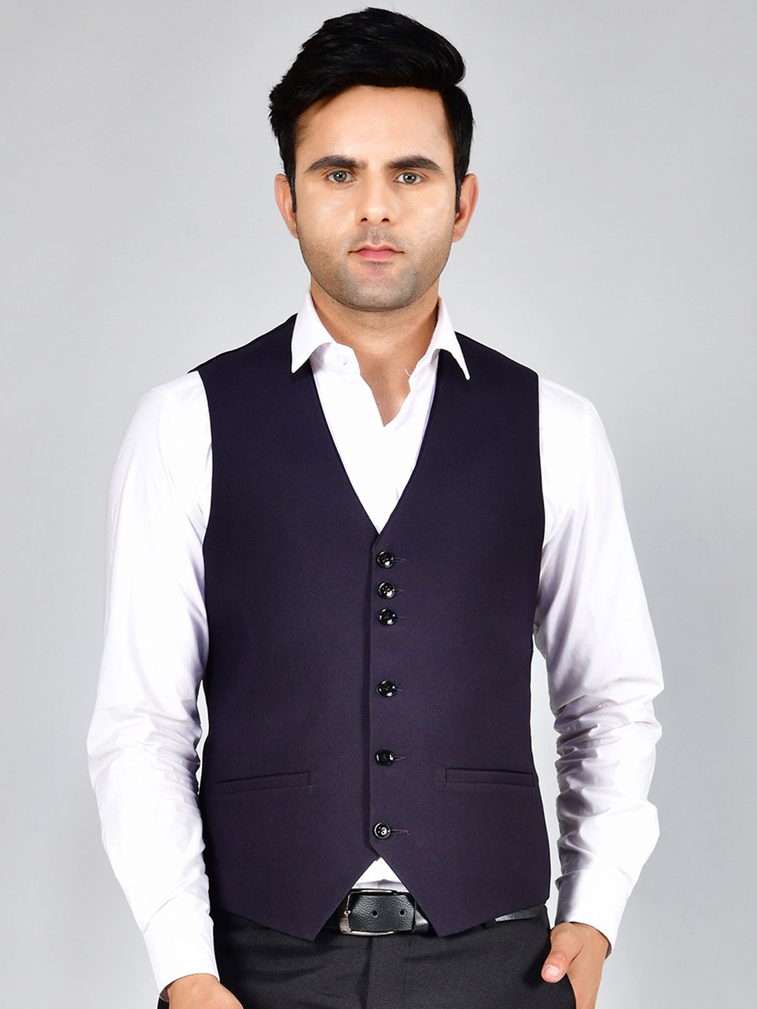 

LA'SCOOT V Neck Sleeveless Regular Fit Waistcoat, Purple