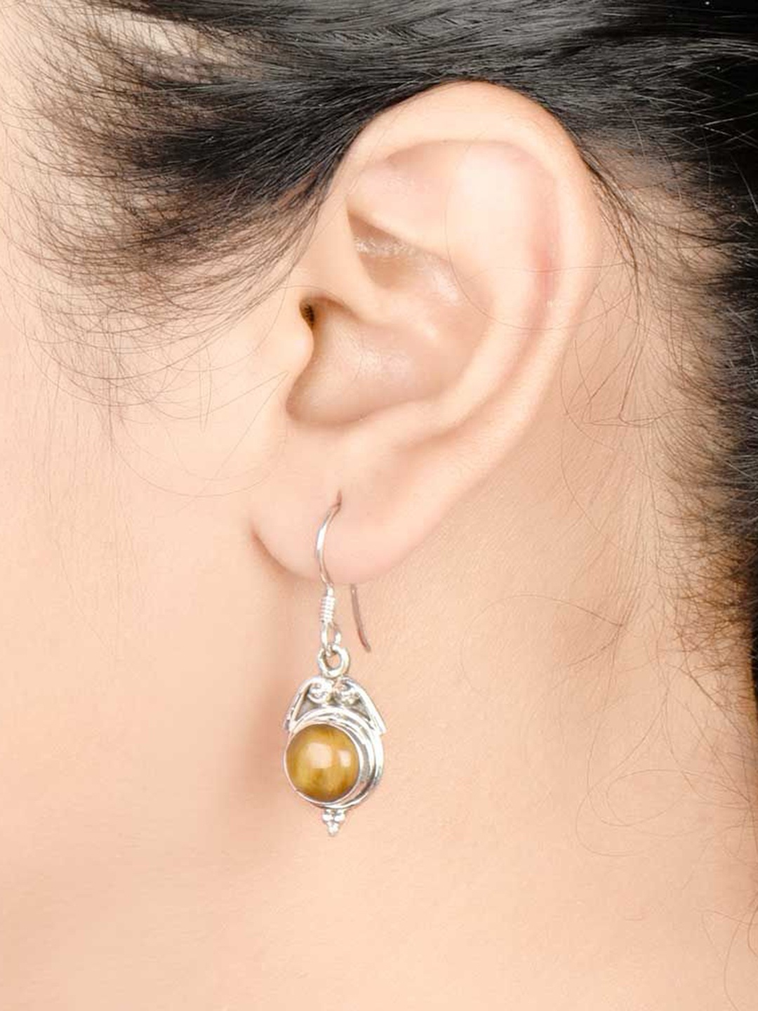 

Indianshelf 92.5 Sterling Silver Stone Studded Contemporary Drop Earrings