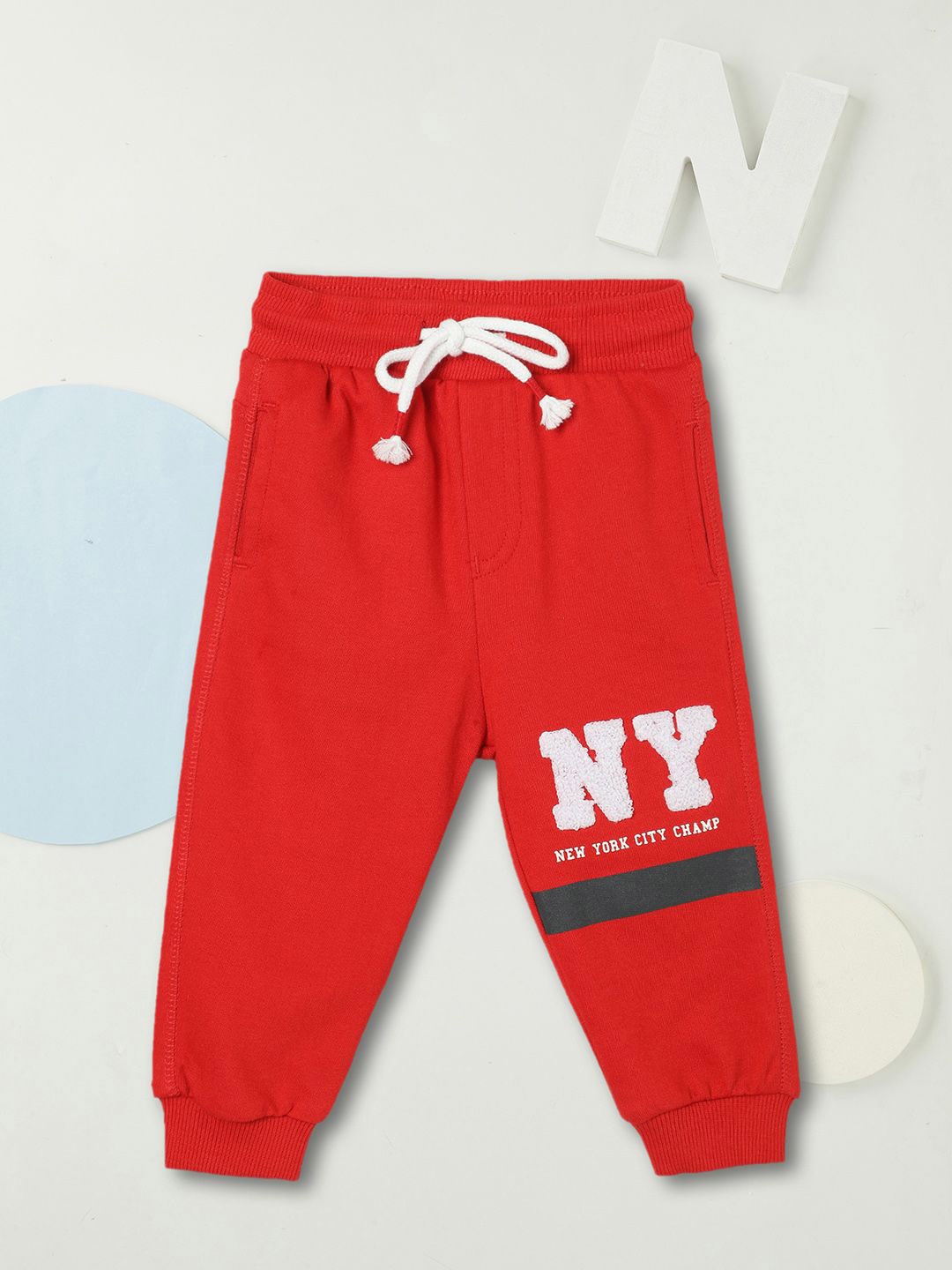 

max Boys Typography Cotton Joggers, Orange