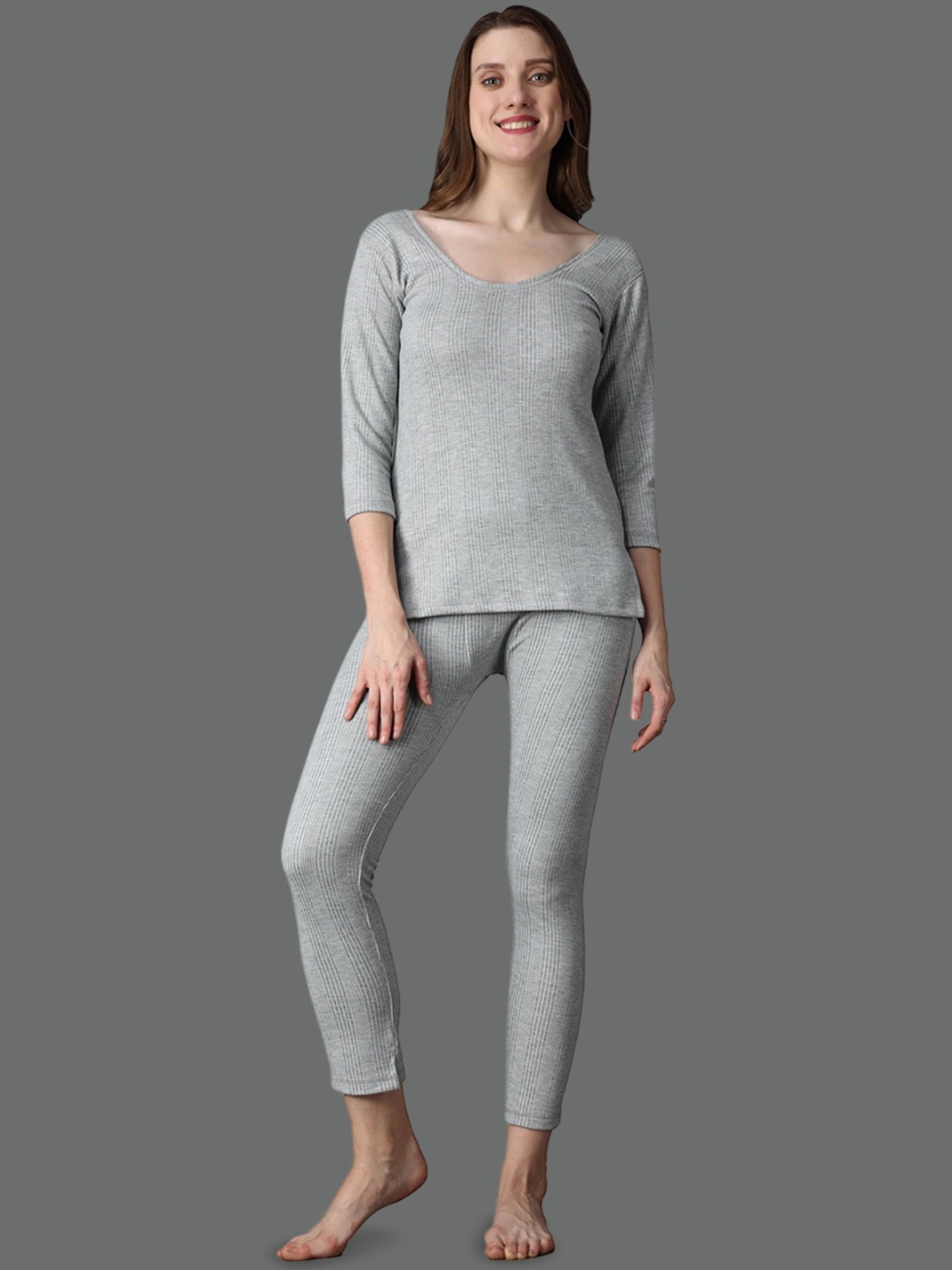 

Wearslim Women Round Neck Thermal Set, Grey