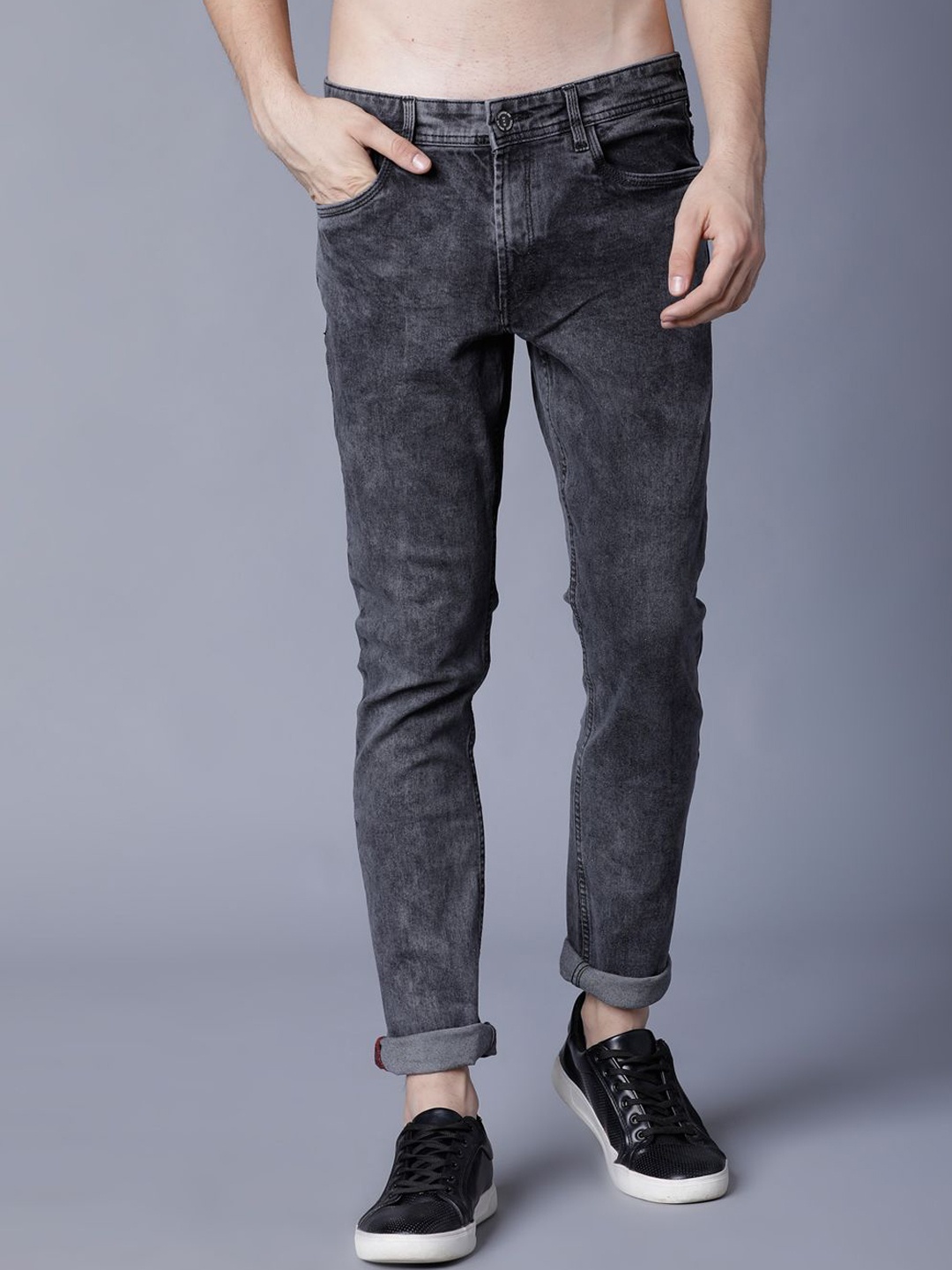 

LOCOMOTIVE Men Slim Fit Stretchable Jeans, Black