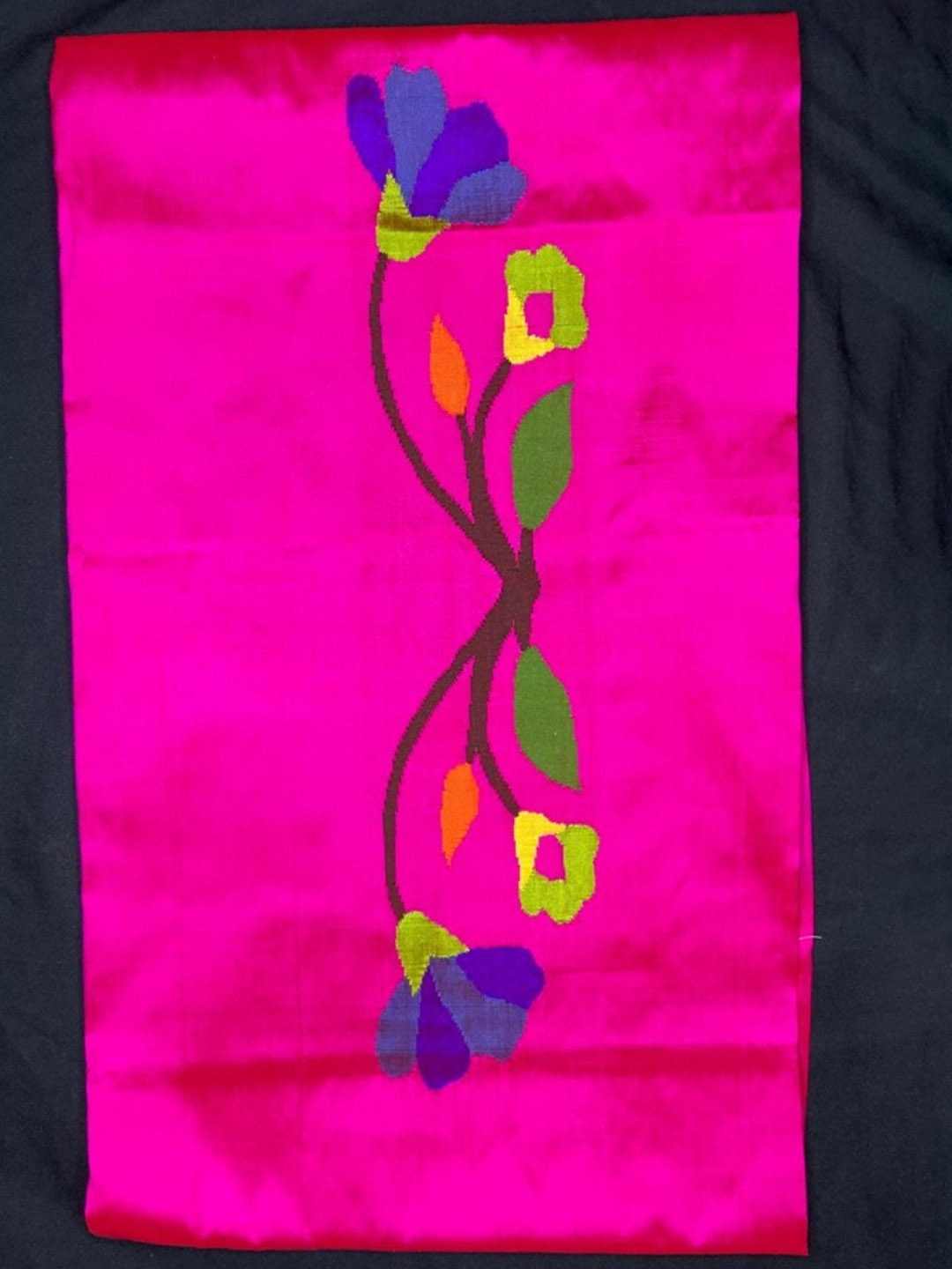 

Very Much Indian Pure Silk Paithani Blouse Fabric with Flower Motifs, Pink