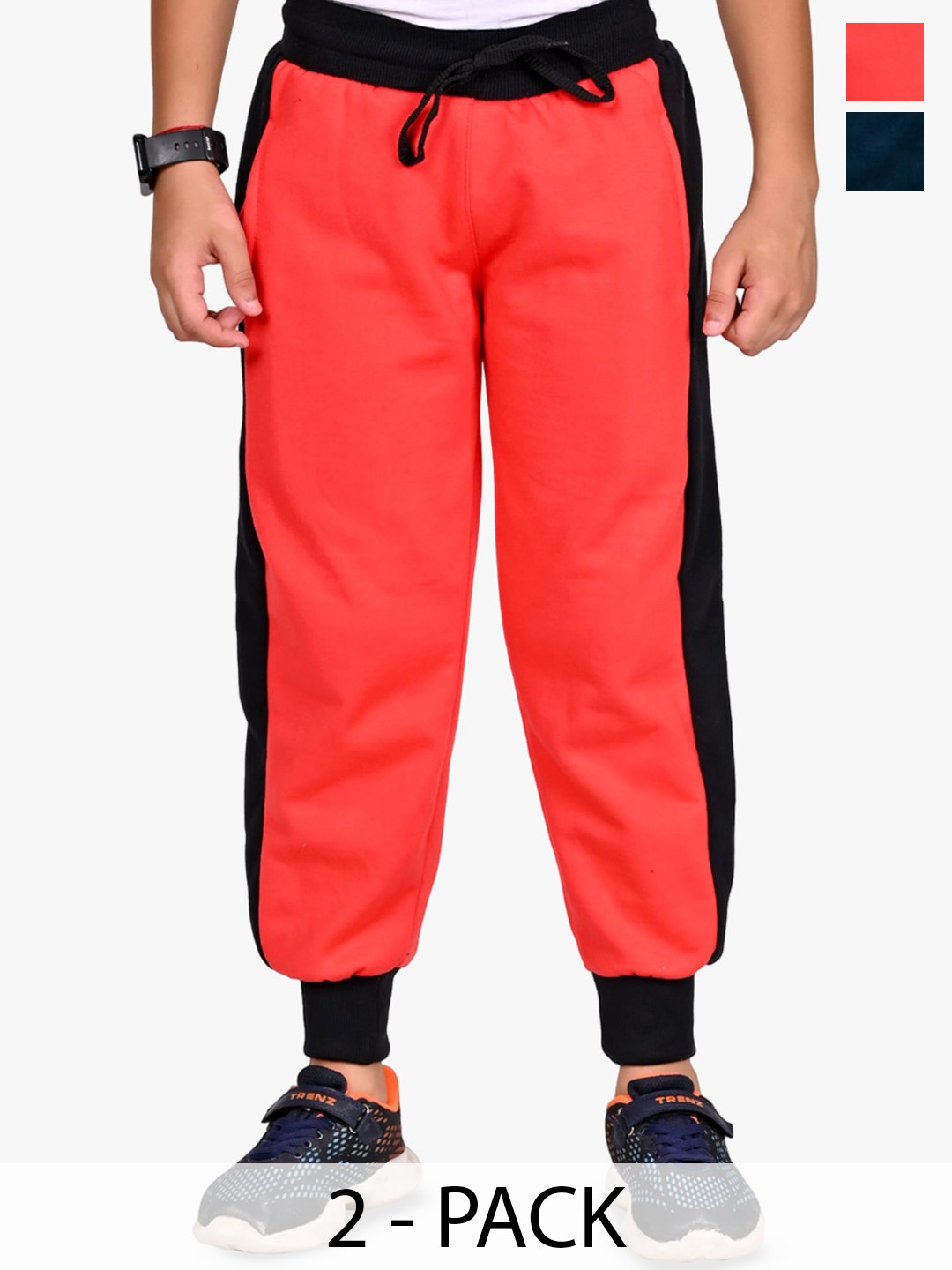 

BAESD Boys Pack Of 2 Mid-Rise Joggers, Red