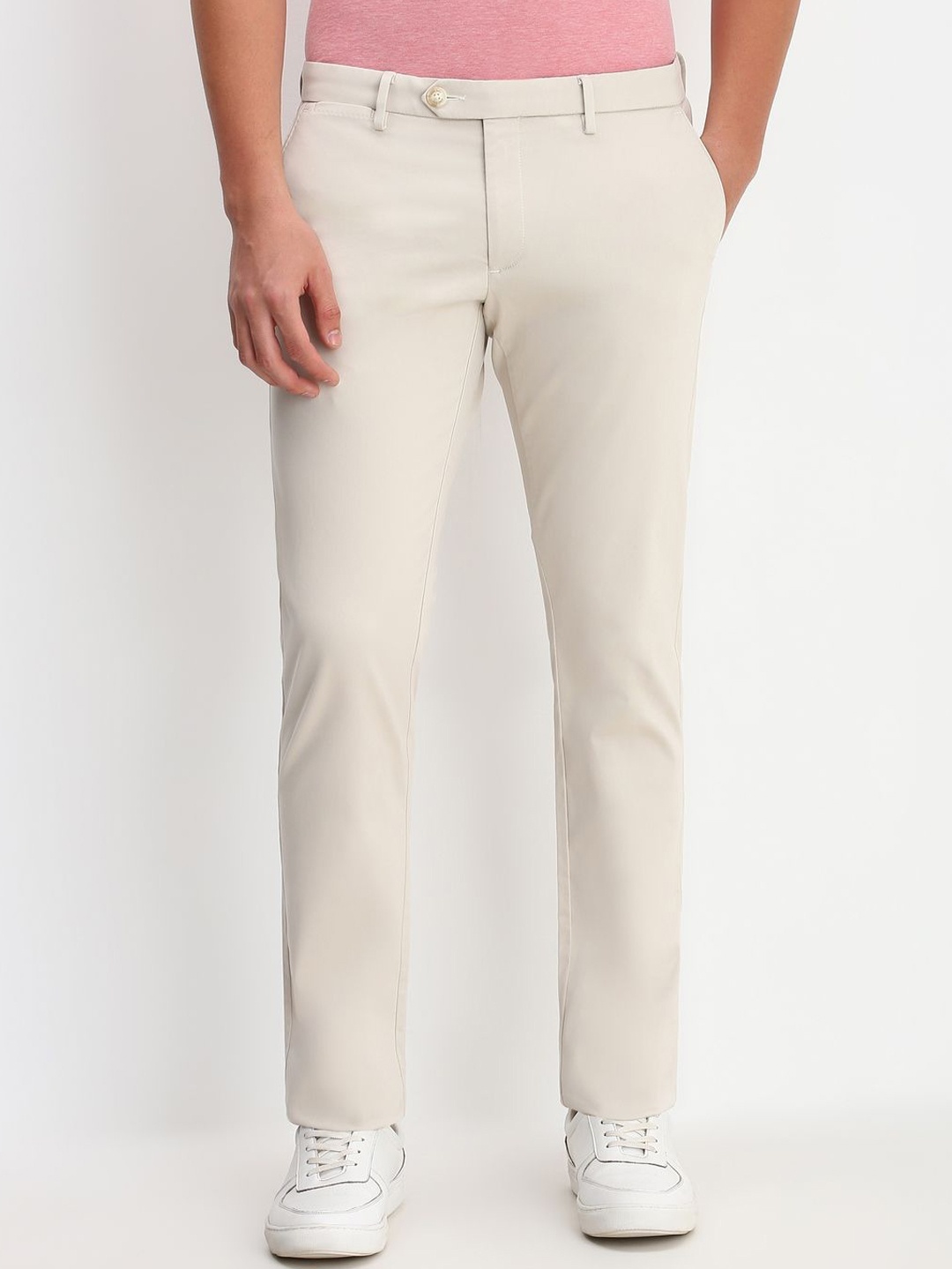 

Allen Solly Men Slim Fit Trousers, Cream