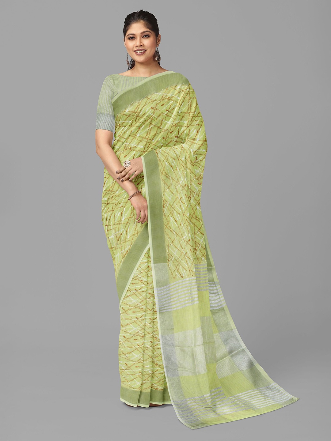 

The Chennai Silks Zari Linen Bhagalpuri Saree, Yellow