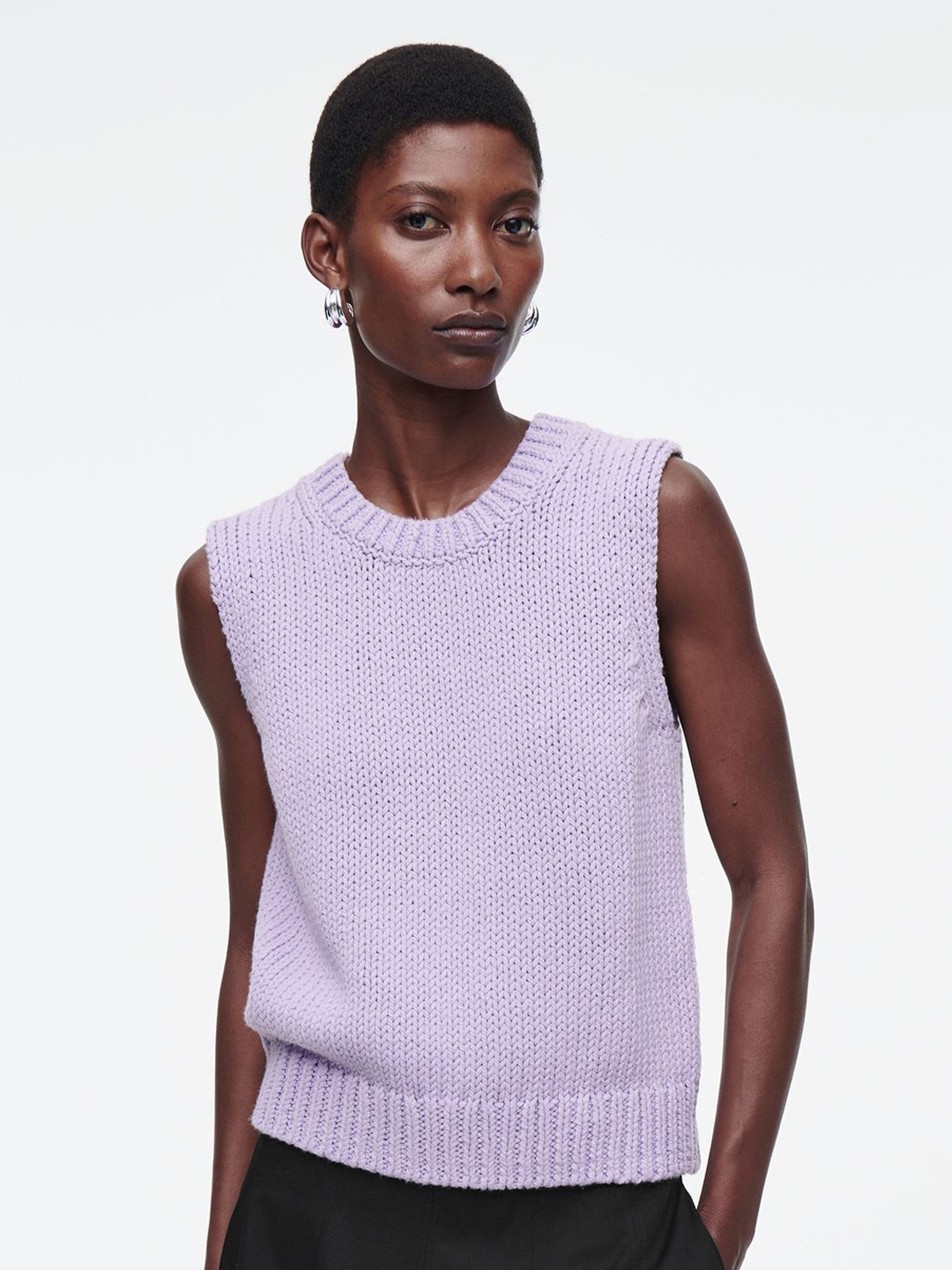 

LULU & SKY Women Open Knit Self Design Round Neck Pullover Sweater, Purple