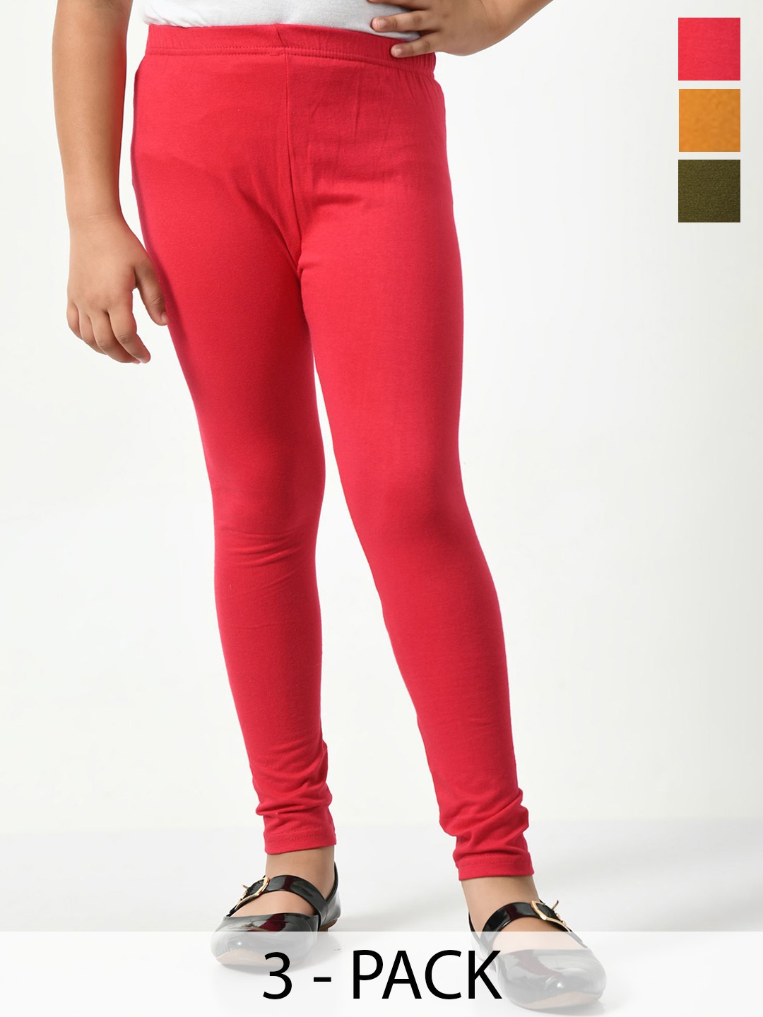 

KAYU Pack Of 3 churidar length Leggings, Mustard