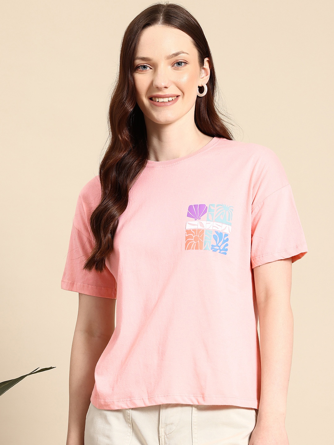 

Mast & Harbour Pure Cotton T-shirt, Pink