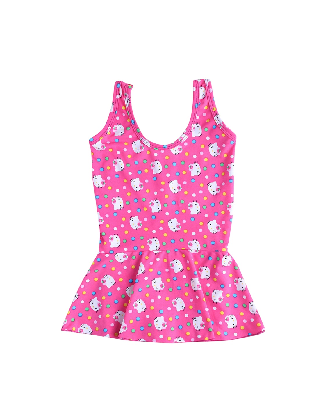 

CUKOO Girls Hello Kitty Printed Round Neck Swimming Dress, Pink