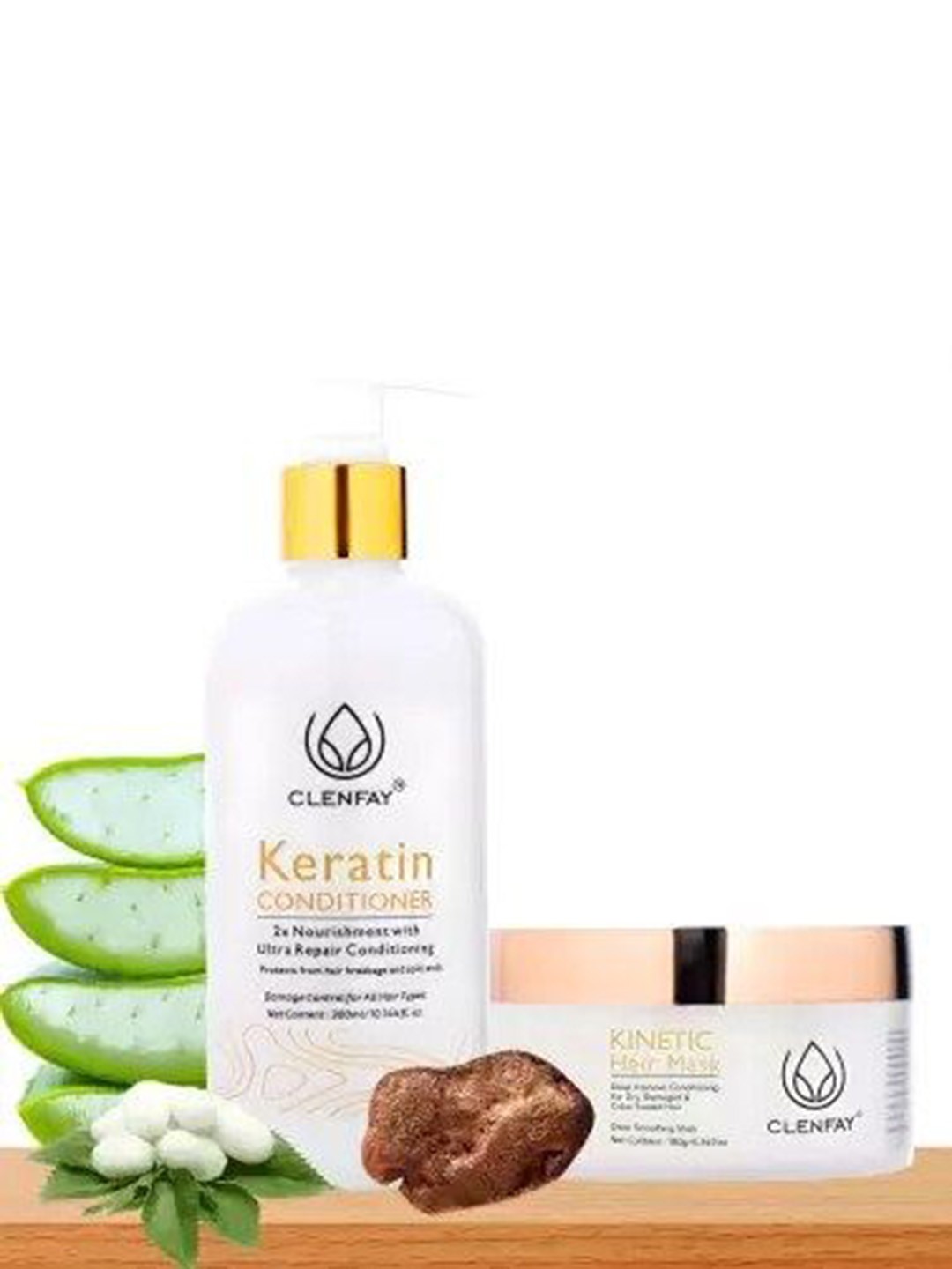 

clenfay Keratin Conditioner & Kinetic Hair Mask Hair Care Combo- 480g, White