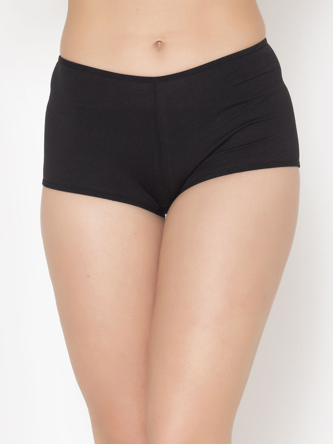 

Clovia Women Cotton Mid-Rise Outer Elastic Boy Shorts Briefs, Black